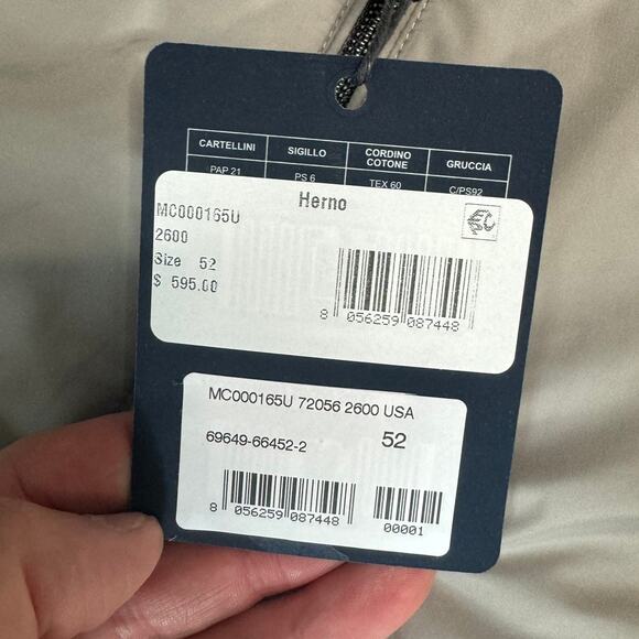 NWT Herno Men's Gilet Mixed Media Zippered Vest Knit Padded Beige/Tan Size 52 - Picture 5 of 10